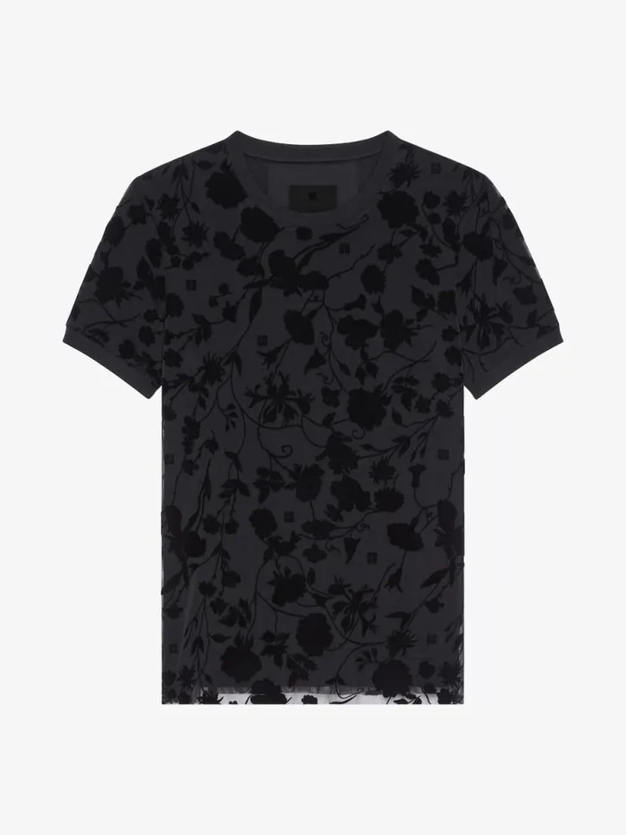 Women TShirts Givenchy Doublelayered Slim Tshirt In Cotton And Tulle Black