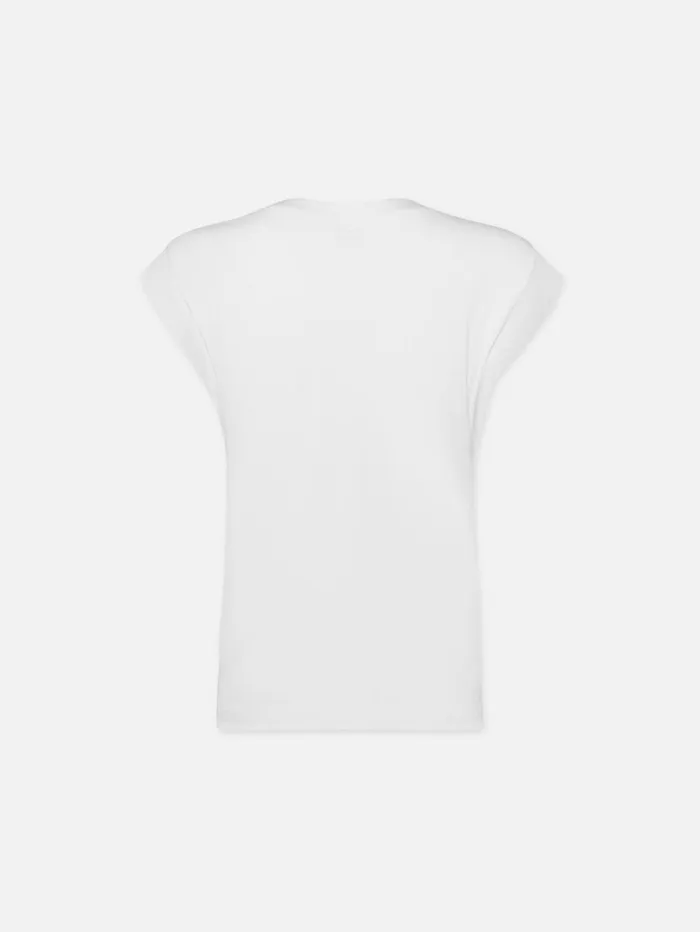 Women Tanks and Tees FRAME Le Mid Rise V Neck Tee 8212 Blanc