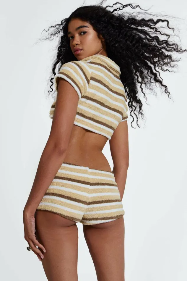 Women Thalia Towelling Crop Top Brown Jaded London Beach Cover Ups Women Thalia Towelling Crop Top Brown Jaded London Beach Cover Ups