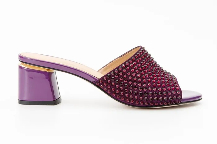 Women The Ailano Purple Glitter Leather Sandal Vinci Leather Sandals