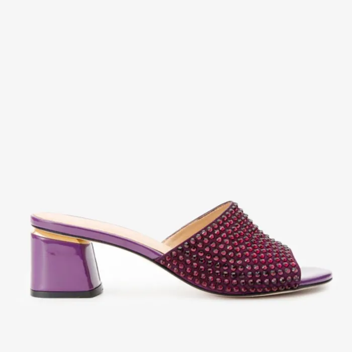 Women The Ailano Purple Glitter Leather Sandal Vinci Leather Sandals