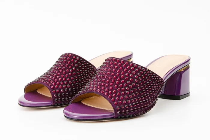 Women The Ailano Purple Glitter Leather Sandal Vinci Leather Sandals
