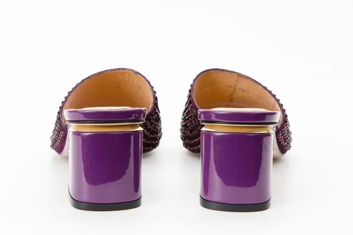 Women The Ailano Purple Glitter Leather Sandal Vinci Leather Sandals