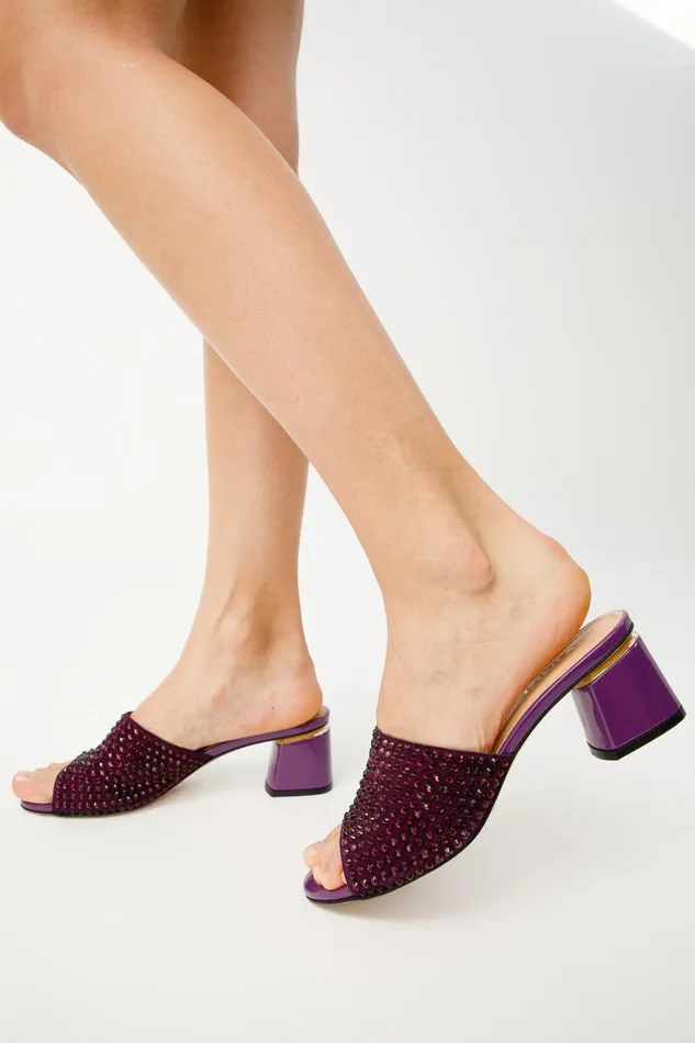 Women The Ailano Purple Glitter Leather Sandal Vinci Leather Sandals