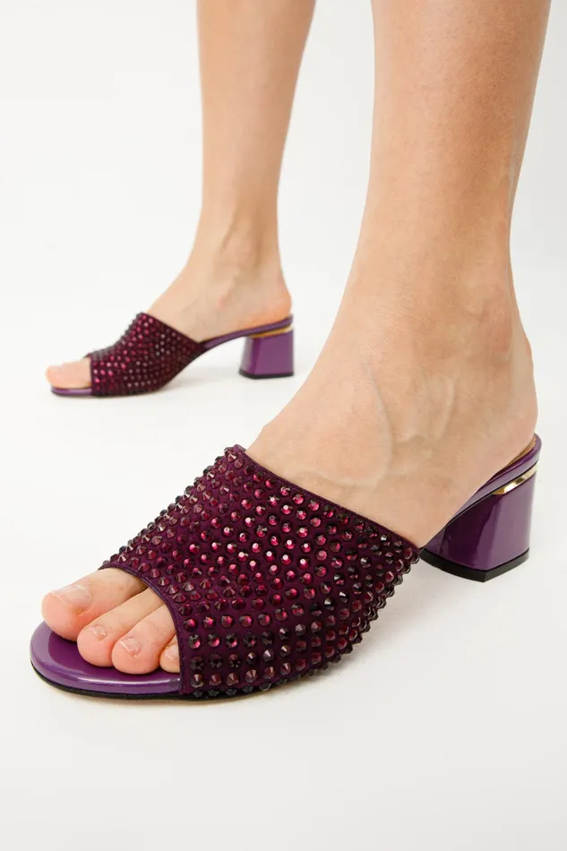 Women The Ailano Purple Glitter Leather Sandal Vinci Leather Sandals