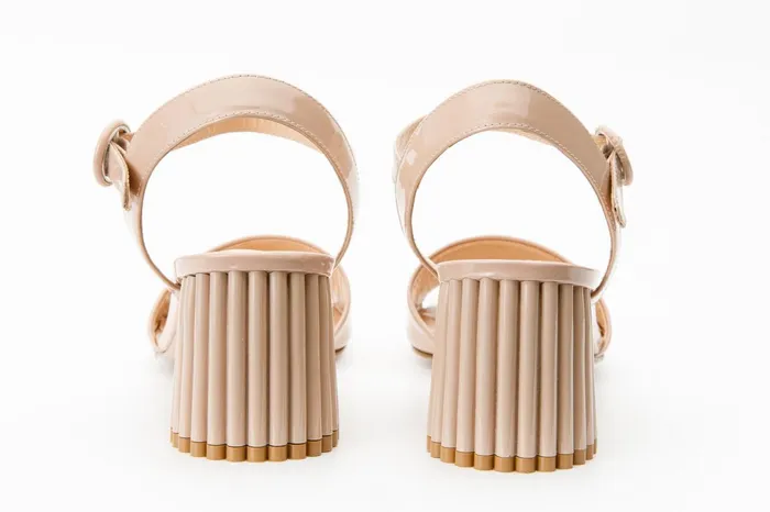 Women The Bamba Cream Patent Leather Sandal Vinci Leather Sandals