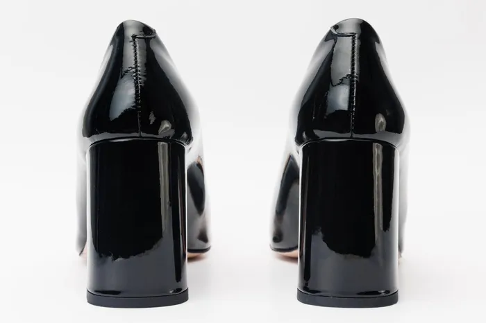 Women The Ferrara Black Patent Leather Block Heel Pump Shoe Vinci Leather Best Sellers