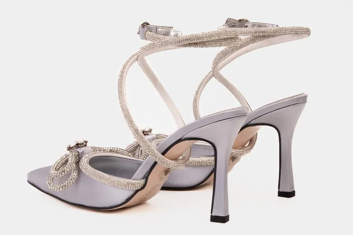 Women The Floransa Silver Leather Pointy Toe Ankle Strap WomenSandal Vinci Leather Sandals