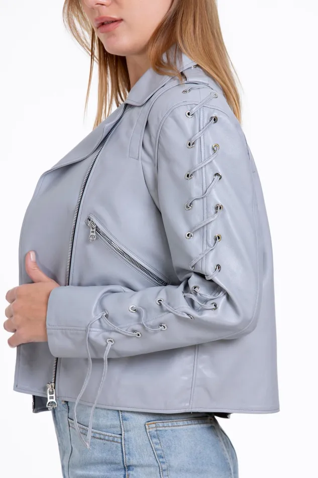 Women The Isola Leather Gray Jacket Vinci Leather Best Sellers