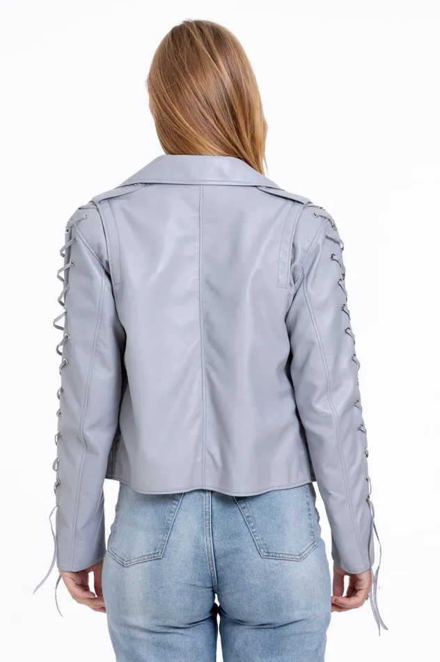 Women The Isola Leather Gray Jacket Vinci Leather Best Sellers