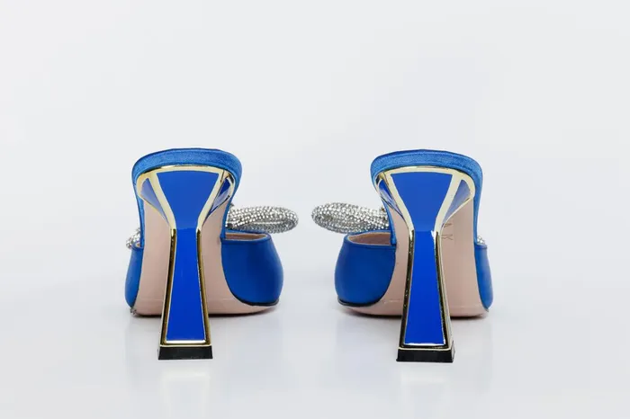 Women The Jiffy Sax Blue Leather Sandal Vinci Leather Sandals