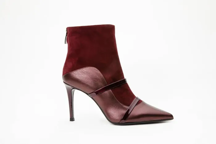 Women The Manila Burgundy Leather Ankle Boot Vinci Leather Boots and Booties