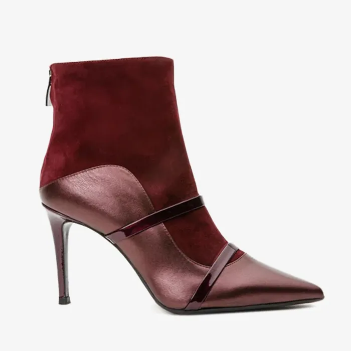 Women The Manila Burgundy Leather Ankle Boot Vinci Leather Boots and Booties