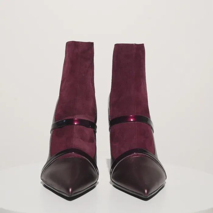 Women The Manila Burgundy Leather Ankle Boot Vinci Leather Boots and Booties