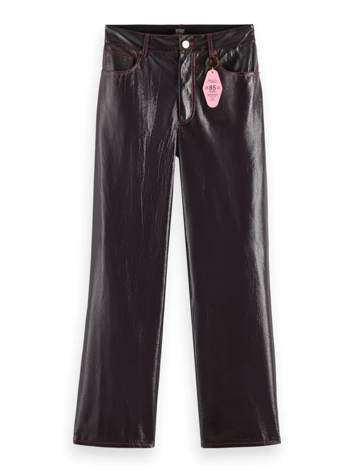 Women THE SKY FAUX LEATHER VINYL PANT Wine Scotch and Soda Pants