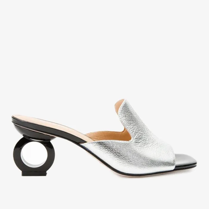 Women The Tory Silver Leather Sandal Vinci Leather Sandals