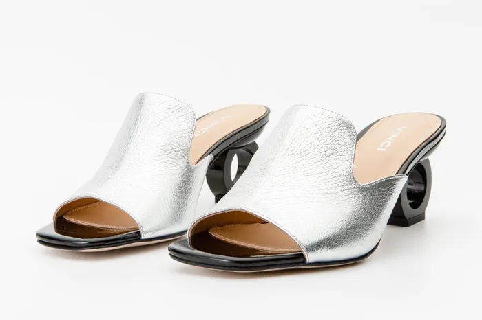 Women The Tory Silver Leather Sandal Vinci Leather Sandals