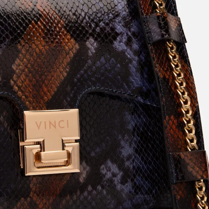 Women The Venezia Navy Blue Leather Snk Handbag Vinci Leather Sneakers