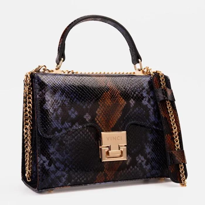 Women The Venezia Navy Blue Leather Snk Handbag Vinci Leather Sneakers