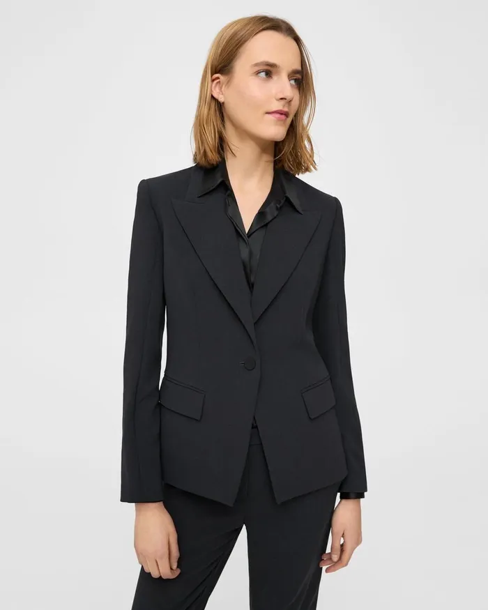 Women Theory Blazers Jackets Angled Blazer In Admiral Crepe Black