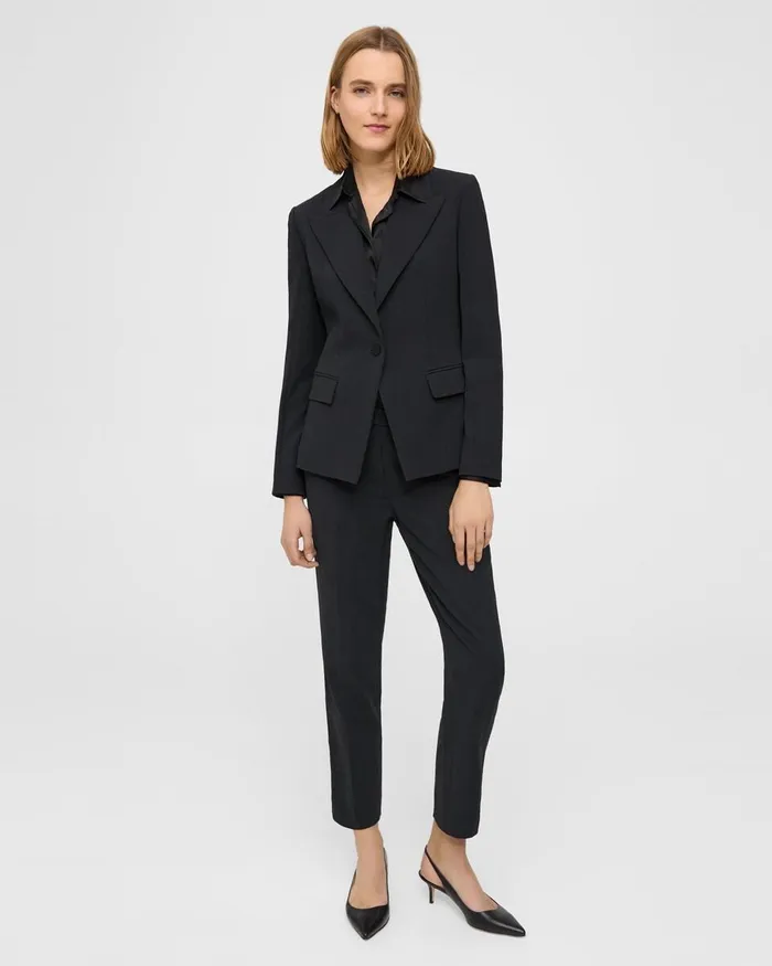 Women Theory Blazers Jackets Angled Blazer In Admiral Crepe Black