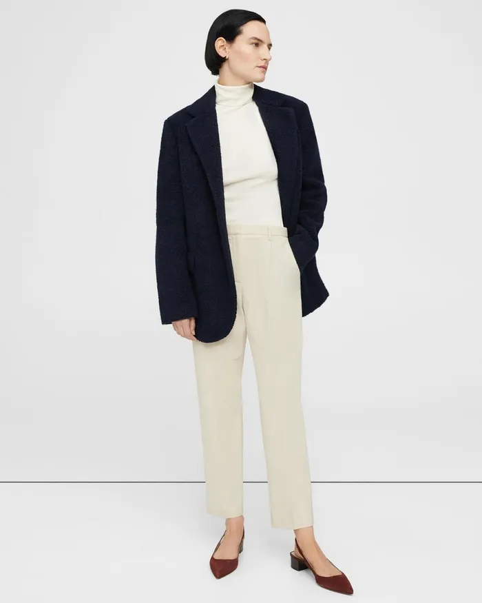 Women Theory Blazers Jackets Boy Blazer In Teddy Fleece Navy