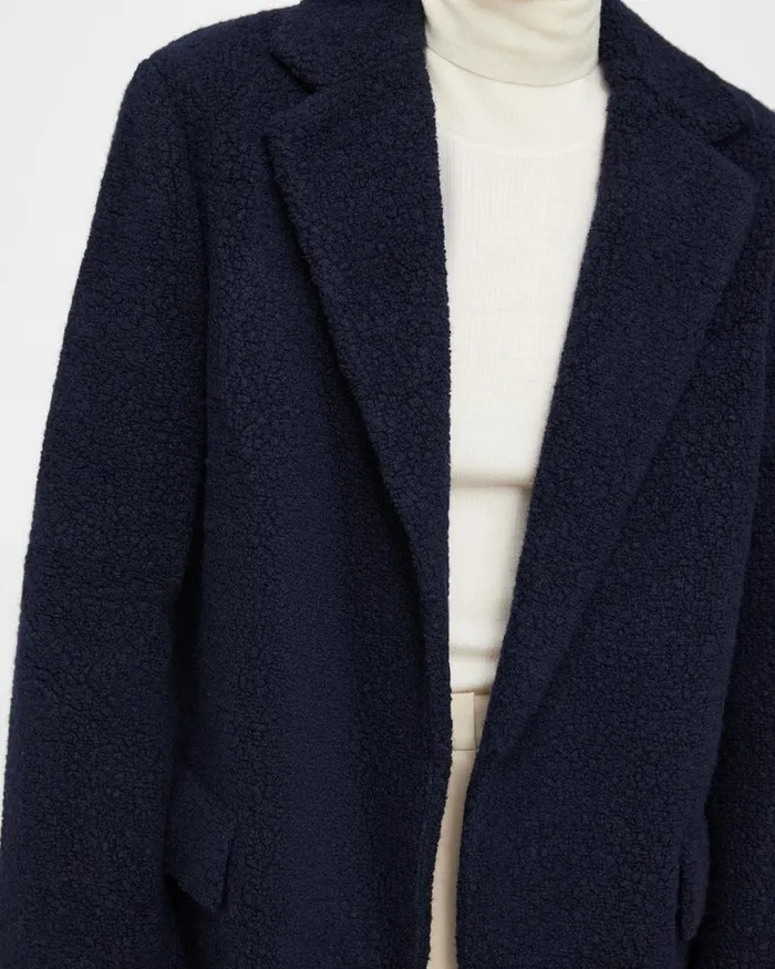 Women Theory Blazers Jackets Boy Blazer In Teddy Fleece Navy