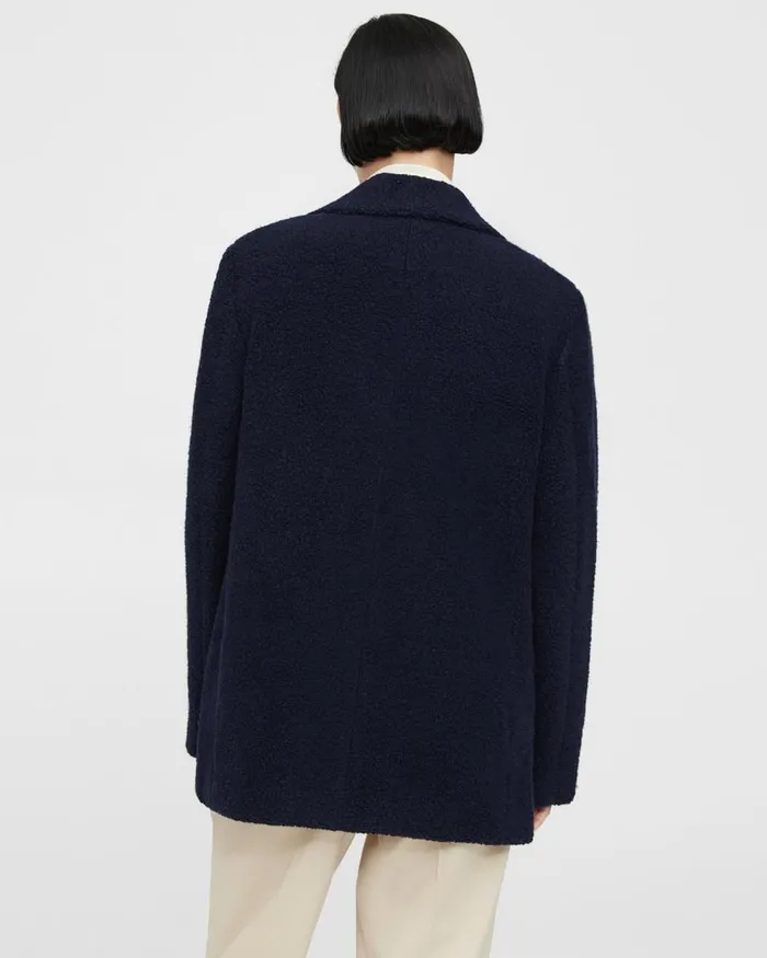 Women Theory Blazers Jackets Boy Blazer In Teddy Fleece Navy
