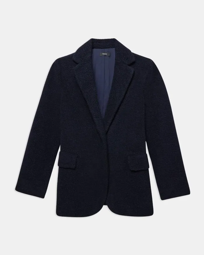 Women Theory Blazers Jackets Boy Blazer In Teddy Fleece Navy