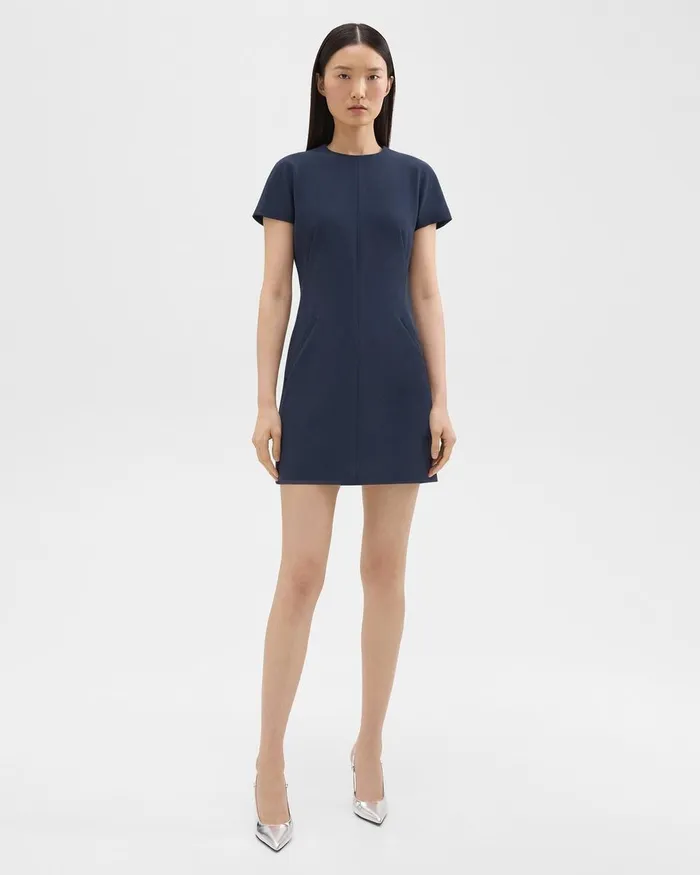 Women Theory Dresses Dolman Sleeve Mini Dress In Admiral Crepe Nocturne Navy