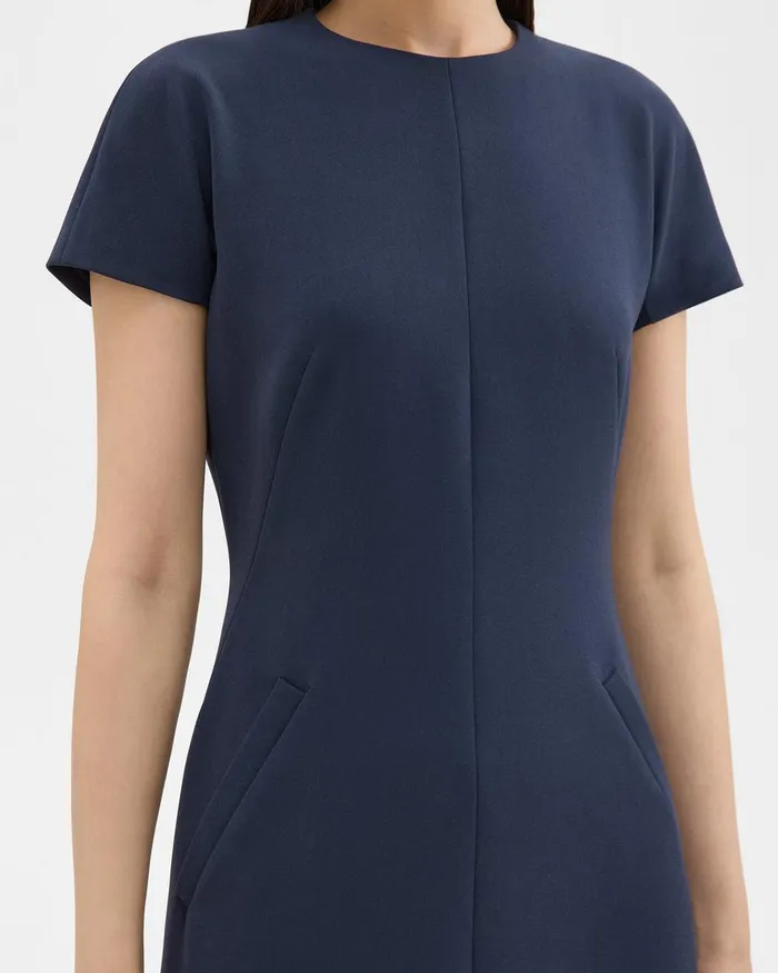 Women Theory Dresses Dolman Sleeve Mini Dress In Admiral Crepe Nocturne Navy