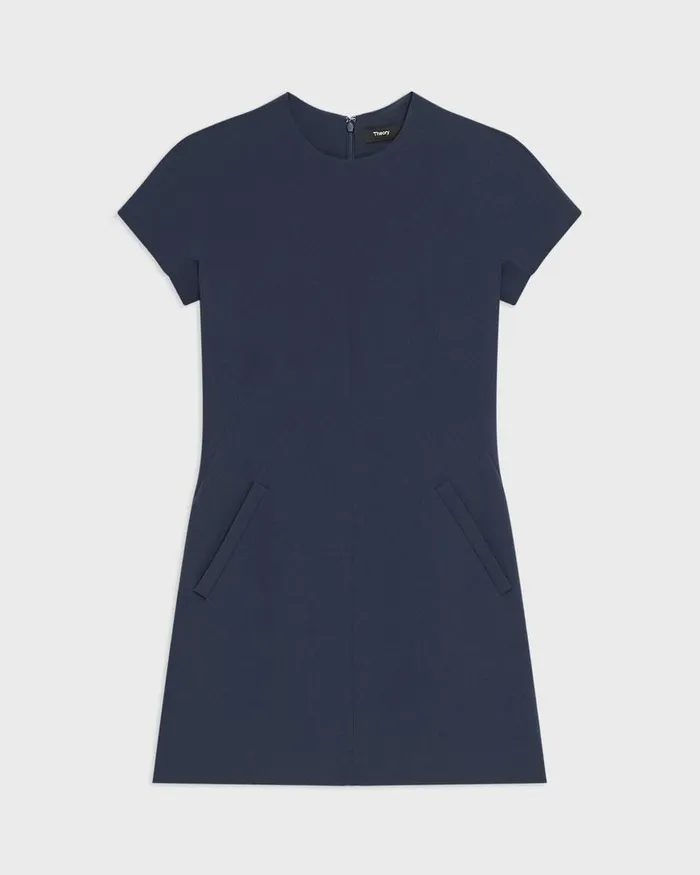 Women Theory Dresses Dolman Sleeve Mini Dress In Admiral Crepe Nocturne Navy