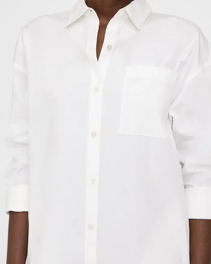 Women Theory Dresses Oversized Shirt Dress In Cotton White
