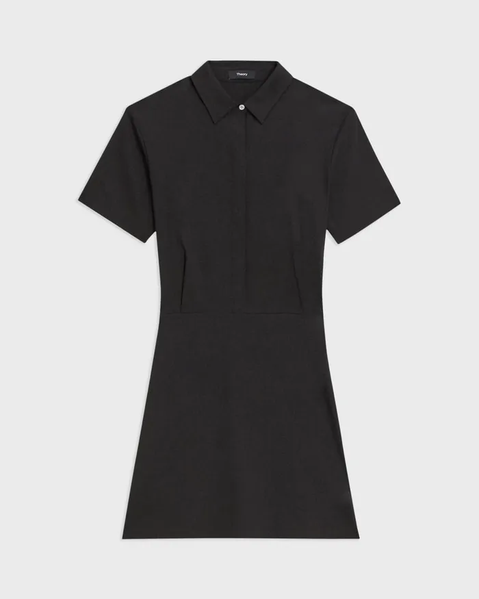 Women Theory Dresses ShortSleeve ALine Dress In Good Linen Black
