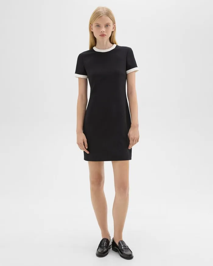 Women Theory Dresses ShortSleeve Dress In Crepe Blackivory