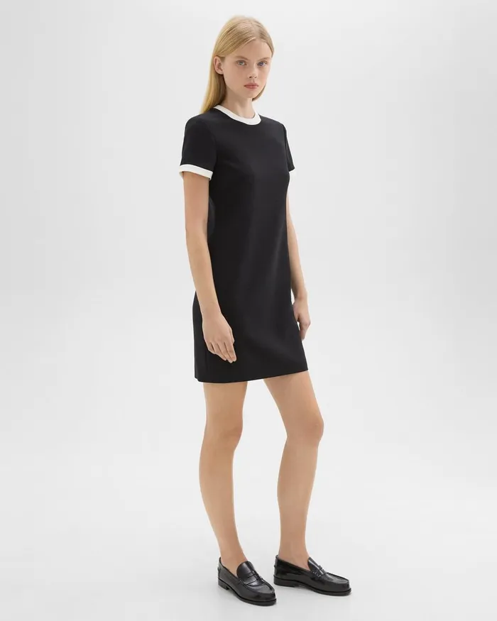 Women Theory Dresses ShortSleeve Dress In Crepe Blackivory