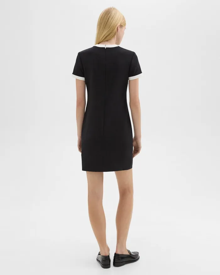 Women Theory Dresses ShortSleeve Dress In Crepe Blackivory
