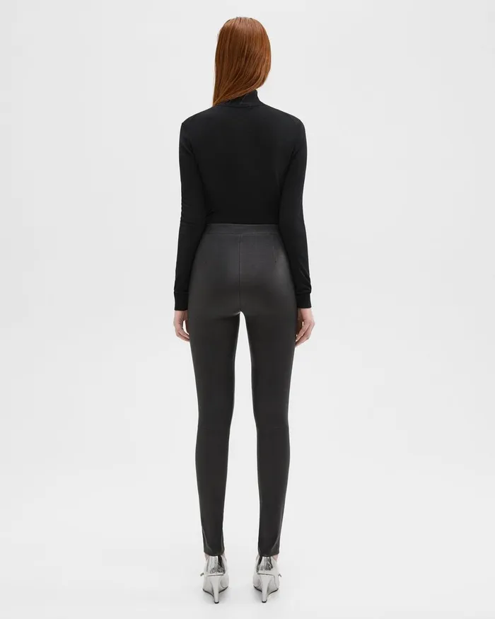 Women Theory Pants HighWaist Legging In Leather Black