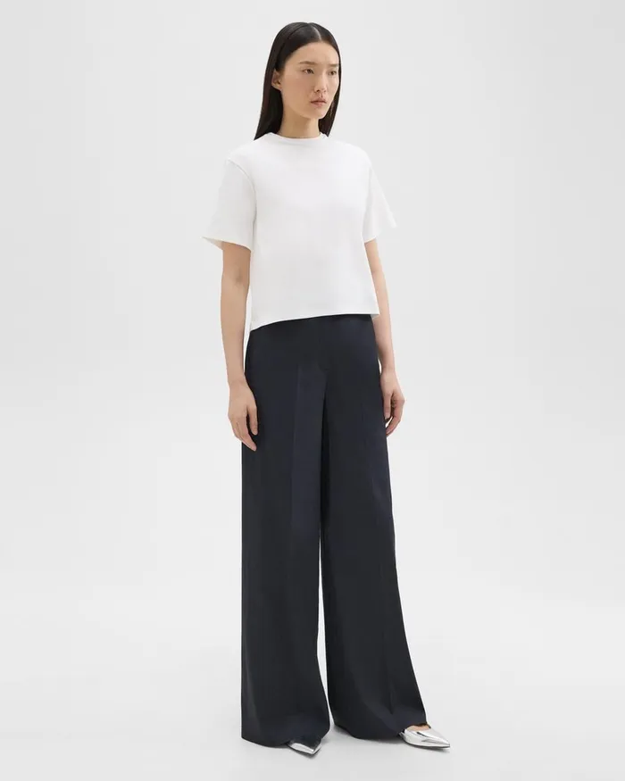 Women Theory Pants HighWaist WideLeg Pant In Good Linen Concord