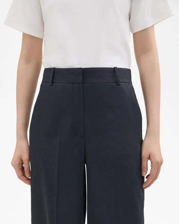 Women Theory Pants HighWaist WideLeg Pant In Good Linen Concord