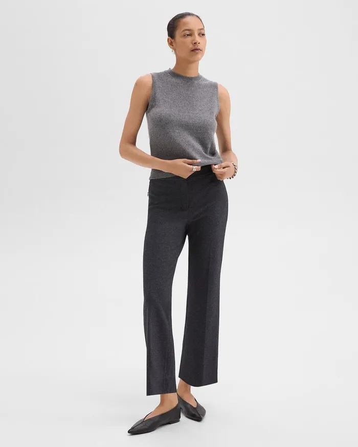 Women Theory Pants Kick Pant In Herringbone Knit Charcoal Melange