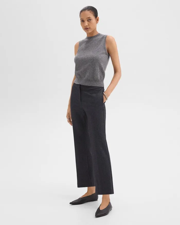 Women Theory Pants Kick Pant In Herringbone Knit Charcoal Melange