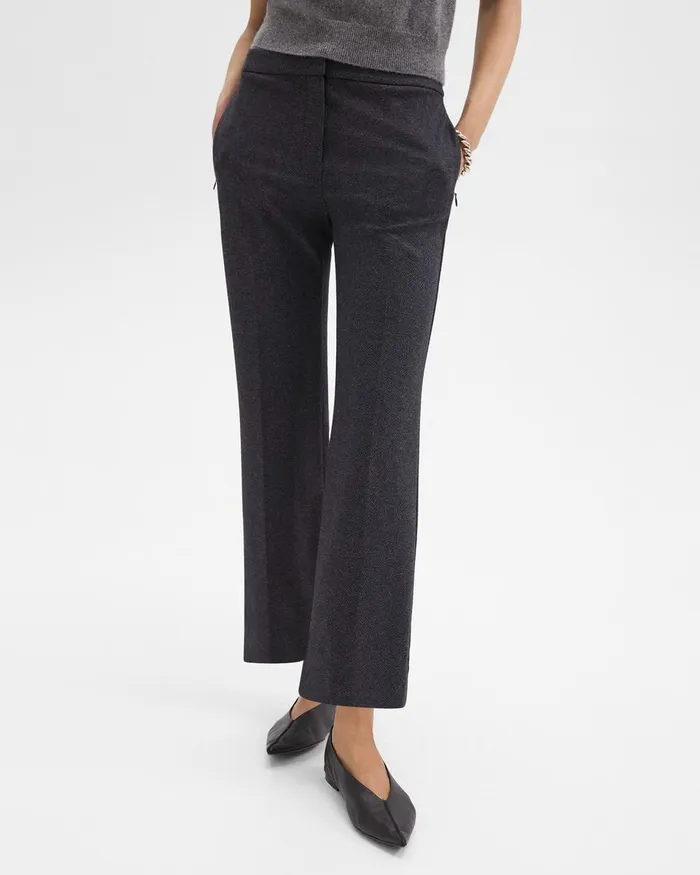 Women Theory Pants Kick Pant In Herringbone Knit Charcoal Melange