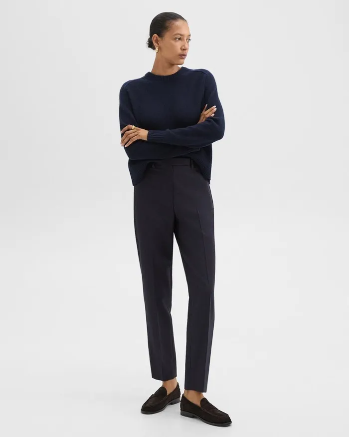 Women Theory Pants Tapered HighWaist Pant In Sleek Flannel Navy
