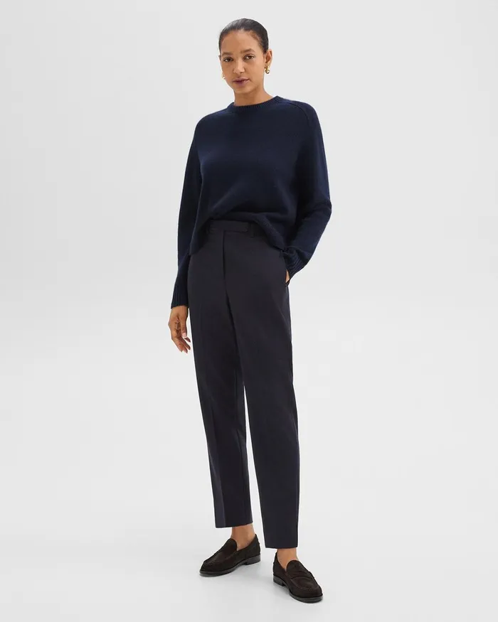 Women Theory Pants Tapered HighWaist Pant In Sleek Flannel Navy