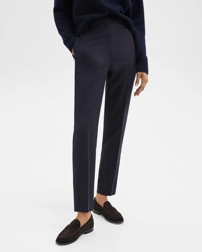 Women Theory Pants Tapered HighWaist Pant In Sleek Flannel Navy