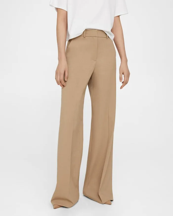 Women Theory Pants WideLeg Pant In Textured Gabardine Palomino