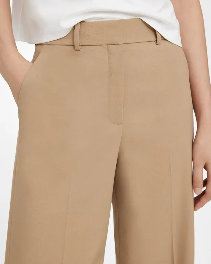Women Theory Pants WideLeg Pant In Textured Gabardine Palomino