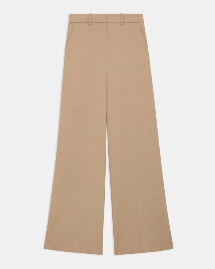Women Theory Pants WideLeg Pant In Textured Gabardine Palomino
