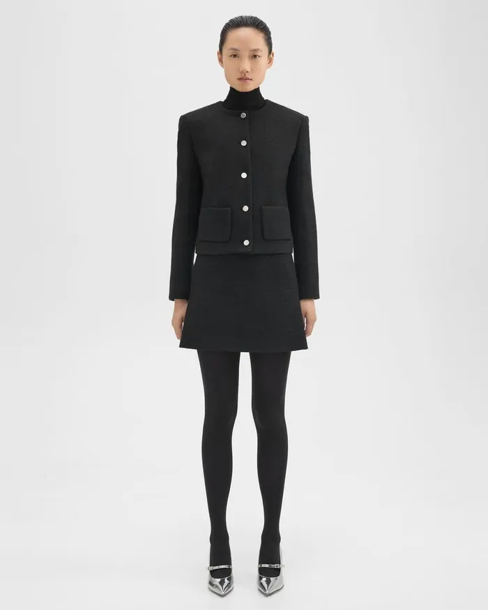 Women Theory Skirts HighWaist Mini Skirt In WoolBlend Tweed Black